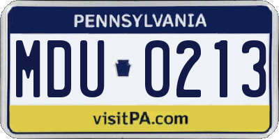 PA license plate MDU0213