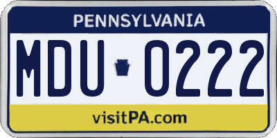 PA license plate MDU0222
