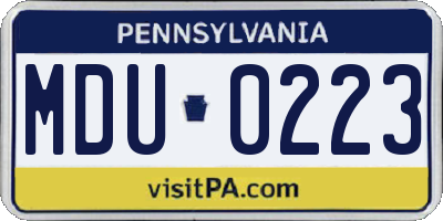 PA license plate MDU0223