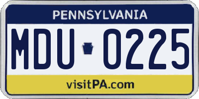 PA license plate MDU0225