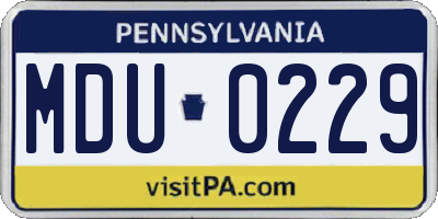 PA license plate MDU0229