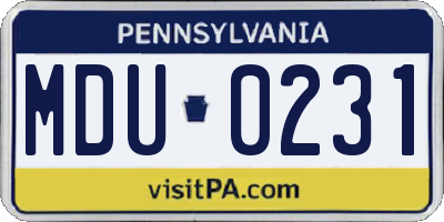 PA license plate MDU0231