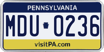 PA license plate MDU0236