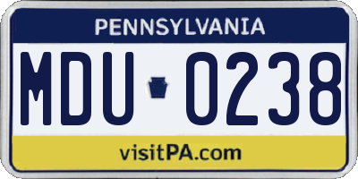 PA license plate MDU0238