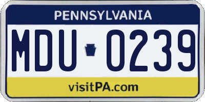 PA license plate MDU0239