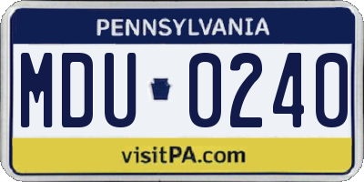 PA license plate MDU0240