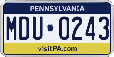 PA license plate MDU0243