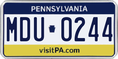 PA license plate MDU0244