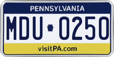 PA license plate MDU0250