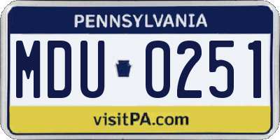 PA license plate MDU0251