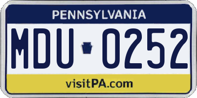PA license plate MDU0252