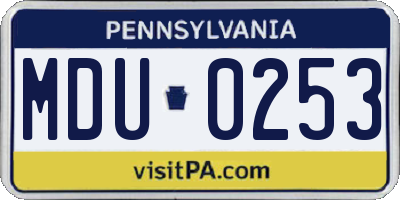 PA license plate MDU0253