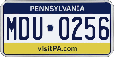 PA license plate MDU0256