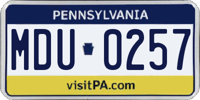 PA license plate MDU0257