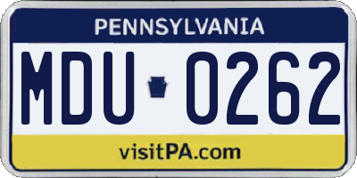 PA license plate MDU0262