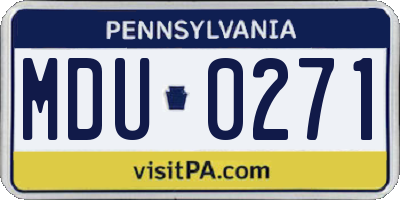 PA license plate MDU0271