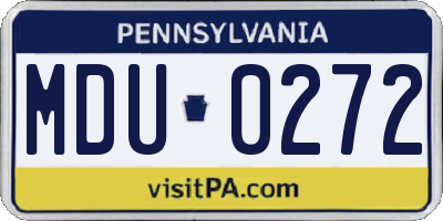 PA license plate MDU0272