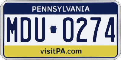 PA license plate MDU0274