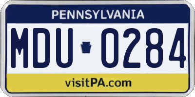PA license plate MDU0284