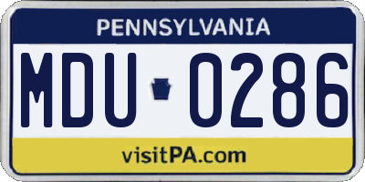 PA license plate MDU0286