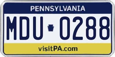 PA license plate MDU0288