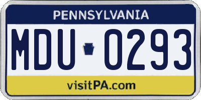 PA license plate MDU0293