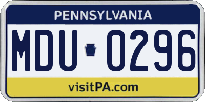 PA license plate MDU0296