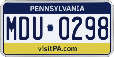 PA license plate MDU0298