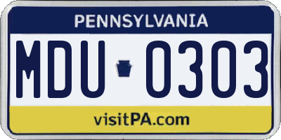 PA license plate MDU0303