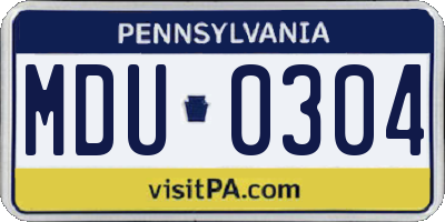 PA license plate MDU0304
