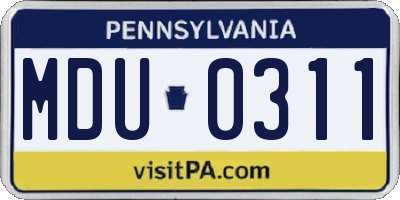 PA license plate MDU0311