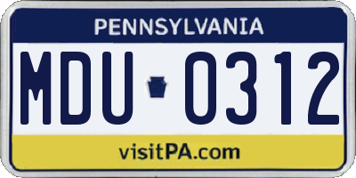 PA license plate MDU0312