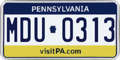 PA license plate MDU0313