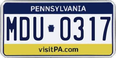 PA license plate MDU0317