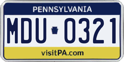 PA license plate MDU0321