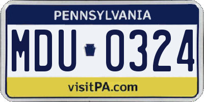 PA license plate MDU0324
