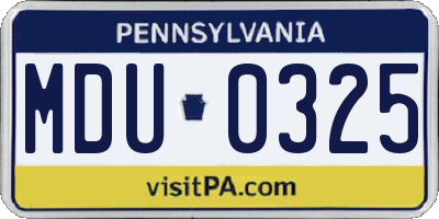 PA license plate MDU0325