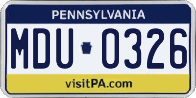 PA license plate MDU0326