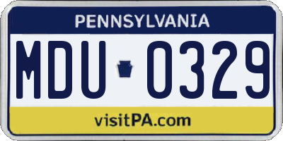 PA license plate MDU0329
