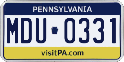 PA license plate MDU0331