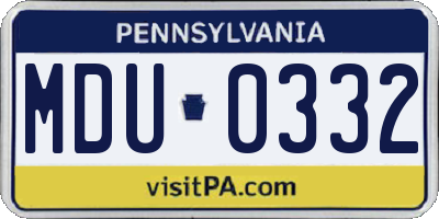 PA license plate MDU0332