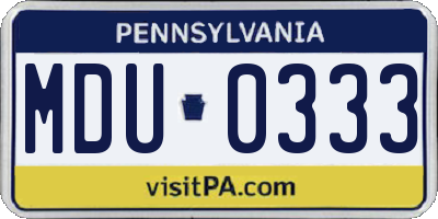 PA license plate MDU0333
