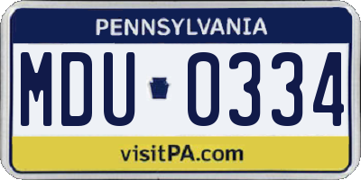 PA license plate MDU0334