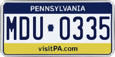 PA license plate MDU0335