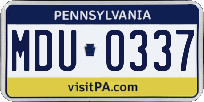 PA license plate MDU0337