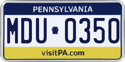 PA license plate MDU0350