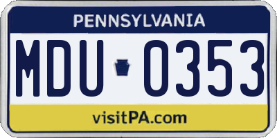 PA license plate MDU0353