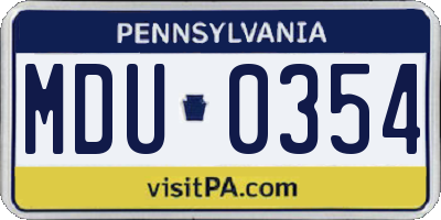 PA license plate MDU0354