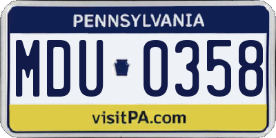 PA license plate MDU0358