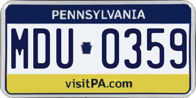 PA license plate MDU0359